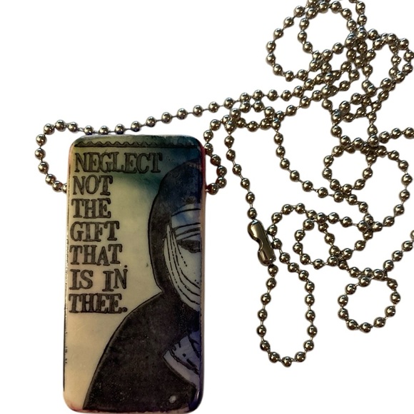 Hand Crafted Jewelry - Handmade necklace domino NEW neglect not the gift that is in thee unique OOAK